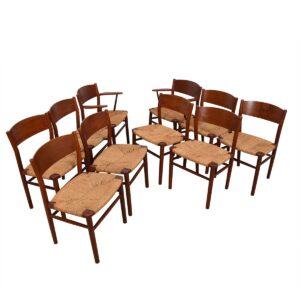 Borge Mogensen Set of 10 (2 Arm + 8 Side) Danish Teak Dining Chairs