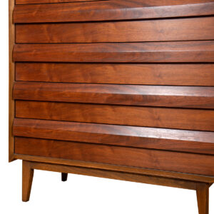 American Modernist Tall Walnut Dresser w. Louvered Drawers