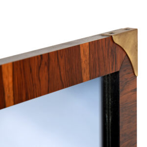 John Stuart Brazilian Rosewood Decorator Mirror Accented w Brass Corner Detailing